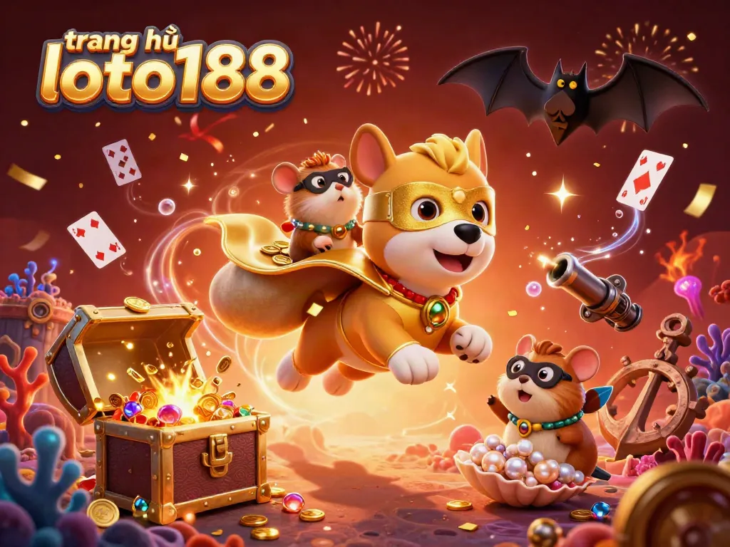 Experience the excitement of trang chủ loto188 with a dynamic superhero scene bursting with casino elements.