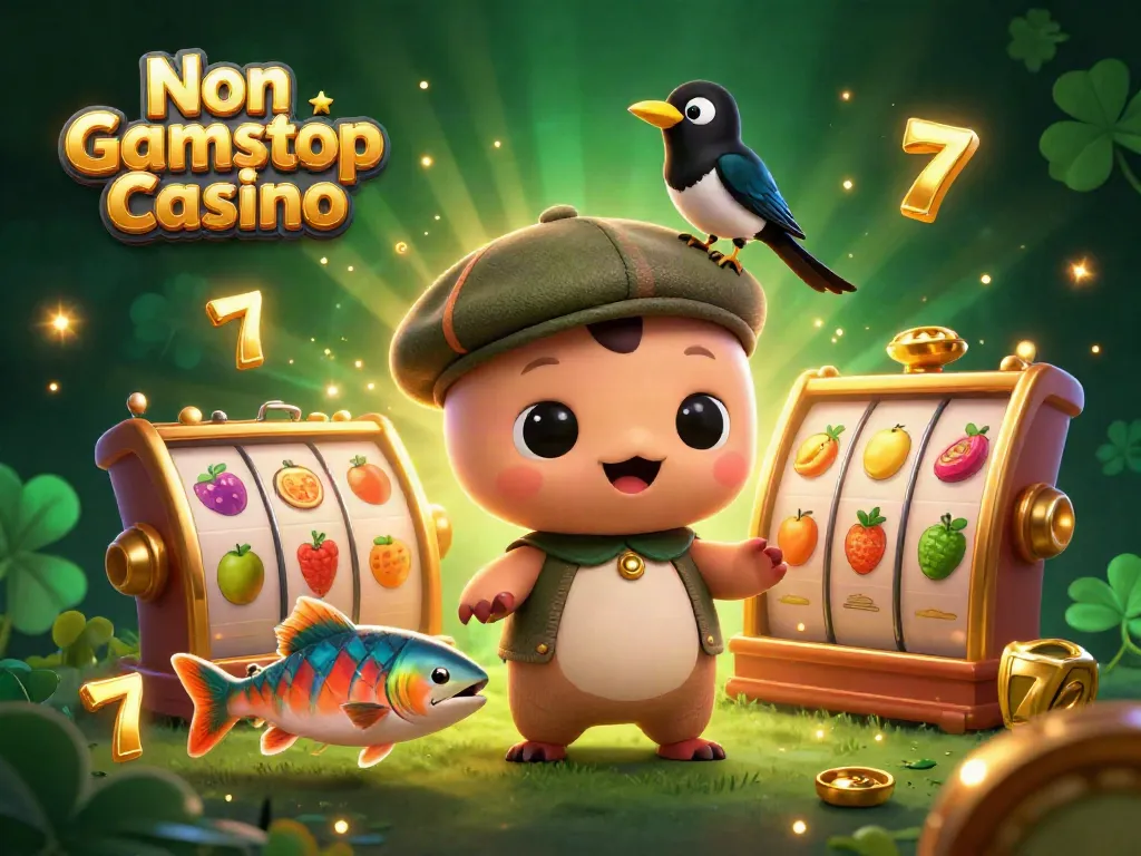 Engage with the playful Non Gamstop Casino scene featuring baby Nessie and gold elements.