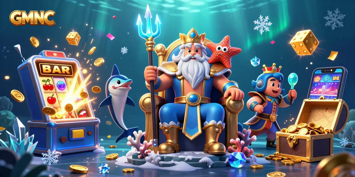 Experience thrilling moments with GMNC and vibrant slot machine action underwater.