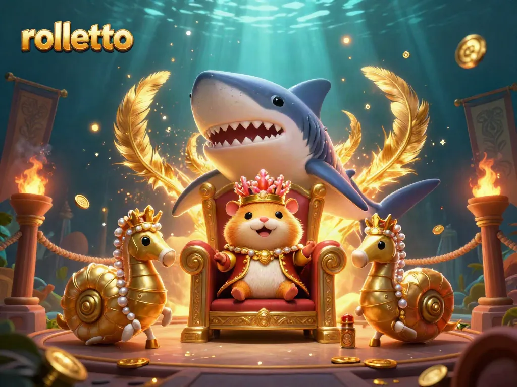 Win big at rolletto with a colorful casino scene featuring a golden hamster king and royal guards.