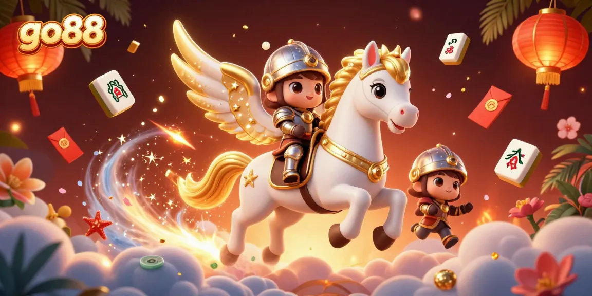 Experience the excitement of go88 with celestial elements, vibrant 3D illustration and casino symbols.