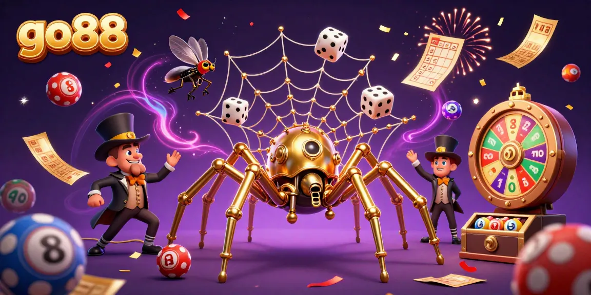 Experience thrilling gameplay with go88's steampunk spider webbing golden chips and casino elements