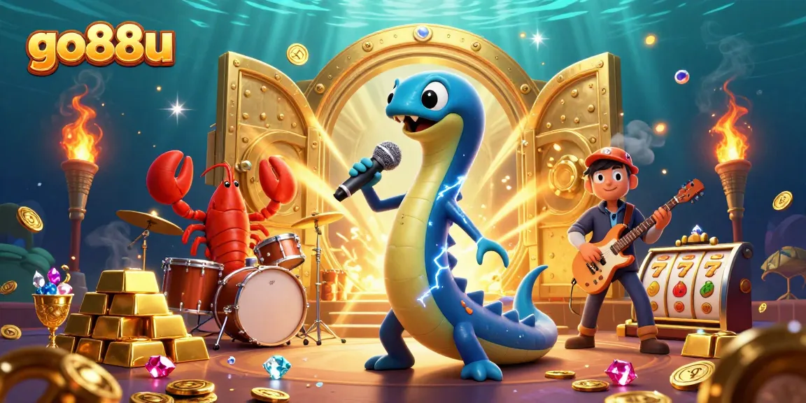 Experience the vibrant rewards of go88u as the electric eel DJ performs under a dazzling treasure vault.